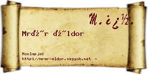 Mrár Áldor névjegykártya